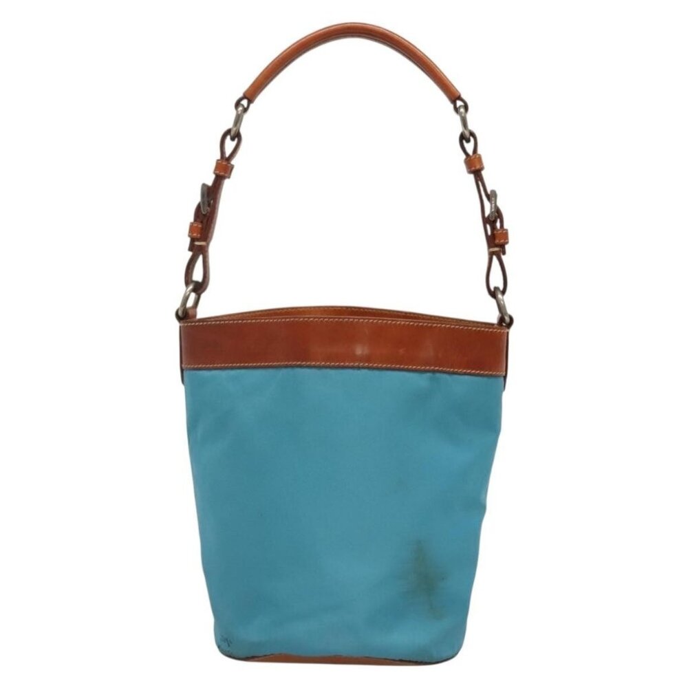 Authentic PRADA Shoulder Bag Nylon Leather Silver Blue - Picture 9 of 16